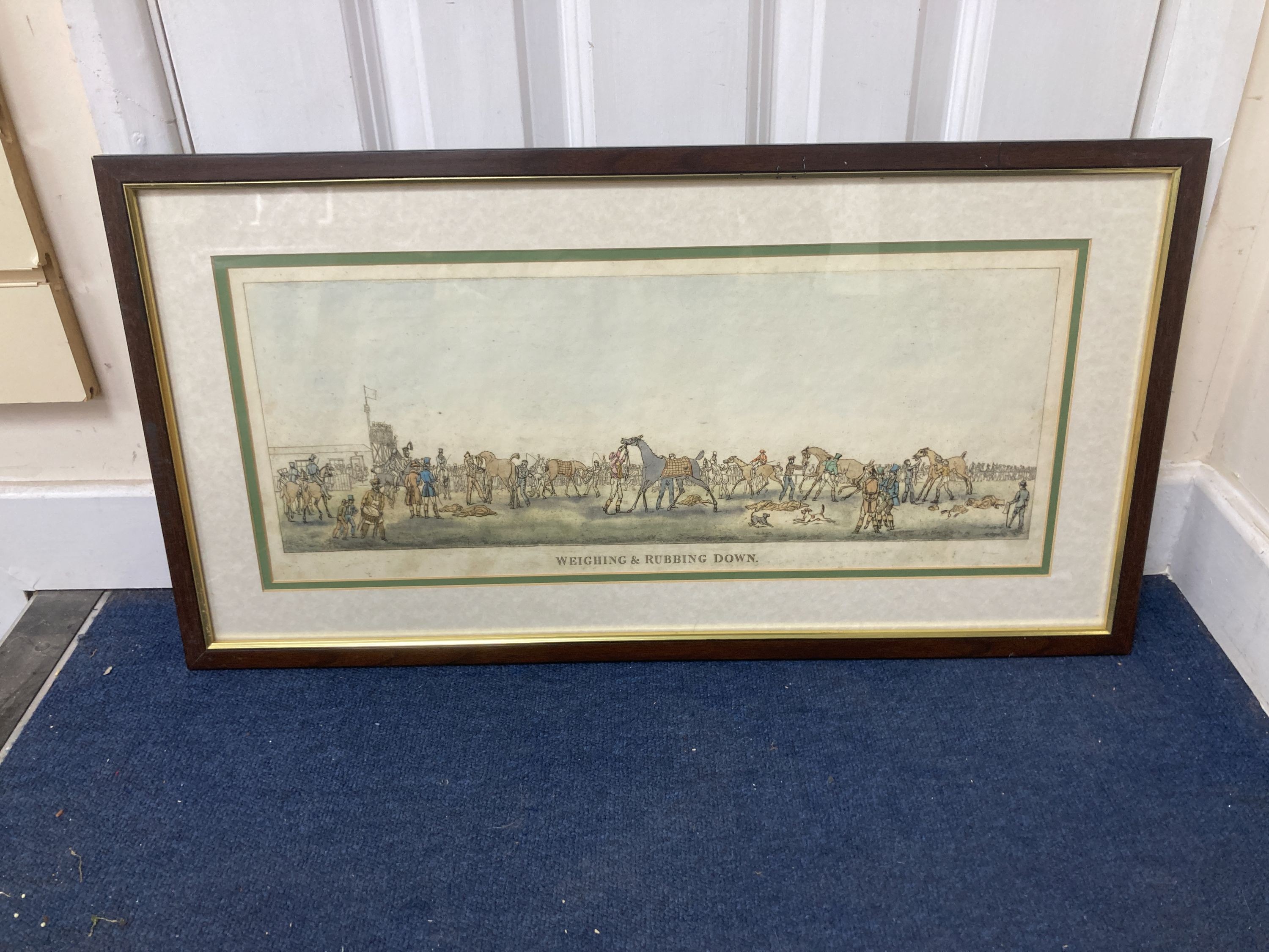 A set of 4 hand-coloured horse racing prints, 18 x 54cm.